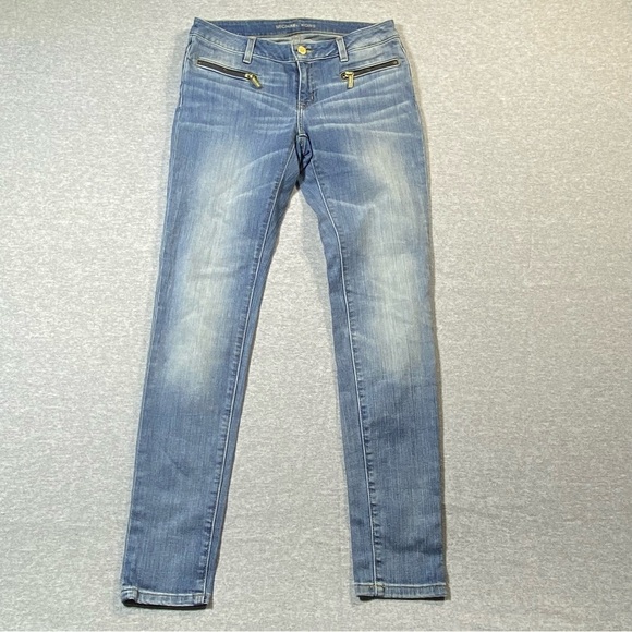 Michael Kors Jeans Womens 4 Blue Izzy Skinny Low Rise Zip Pocket Stretch Denim - Picture 1 of 16